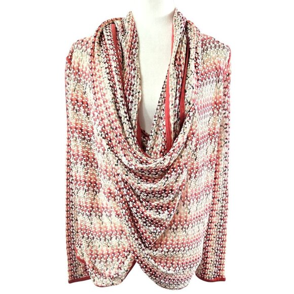 Nic+Zoe Multicolor Open Knit Twist Loop Cowl Neck Top Boho Artsy Unique - Picture 1 of 8